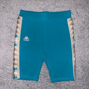NWT Kappa Women's Biker Shorts Size XLarge Blue Peacock/Beige Almond/Brown  💙